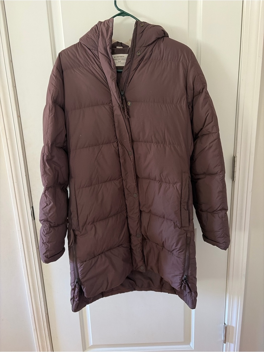 REI Mauve Hooded Long Puffer Coat
